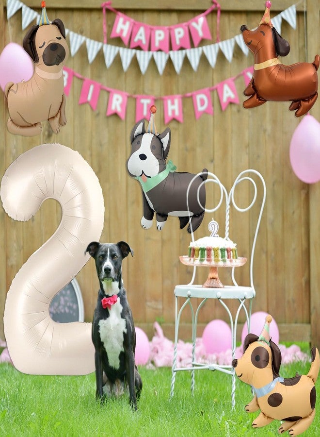 Tagberoy Animal Dog Balloons Puppy Balloon 40 Inch Cream White Number 2 Balloons for Dog 2nd Birthday Decorations Dogs Birthday Party Supplies - Image 5